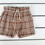 Brown Check Boys Shorts