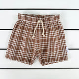 Brown Check Boys Shorts