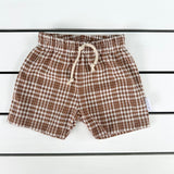 Brown Check Boys Shorts