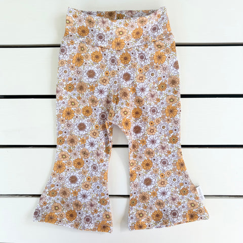 Vintage Golden Floral Flares