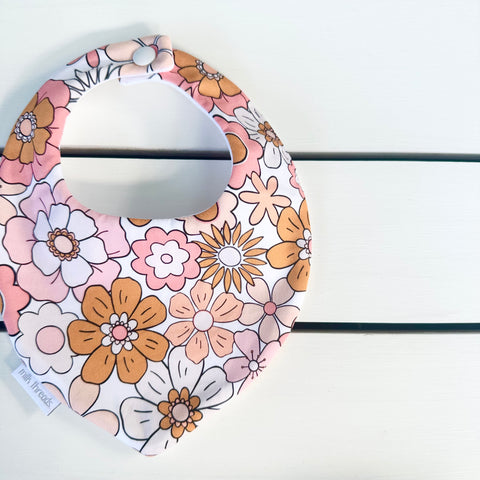 Pink & Orange Floral Dribble Bib