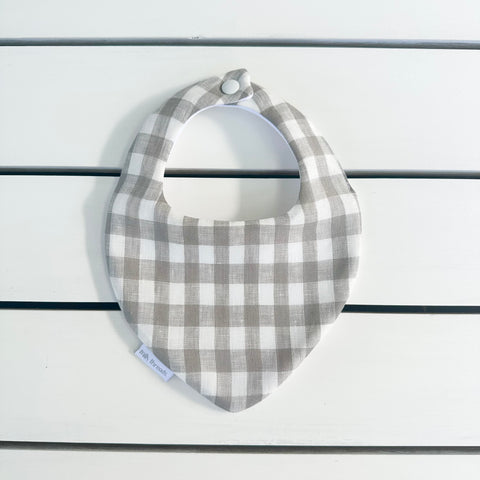 Grey Gingham Dribble Bib