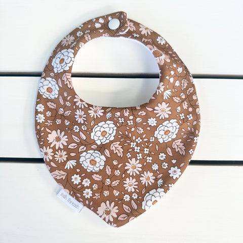 Brown Floral Dribble Bib
