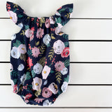Navy Floral Flutter Romper