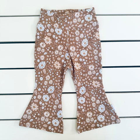 Brown Floral Flares