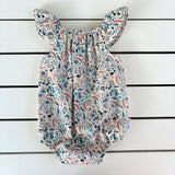 Autumn Blues Floral Flutter Romper