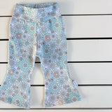 Mint Retro Floral Flares