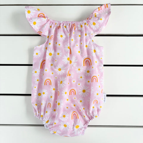 Pink Daisy & Rainbow Flutter Romper