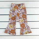 Brown Retro Floral Flares