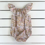 Latte Floral Flutter Romper