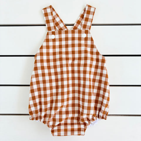 Toffee Gingham Romperall