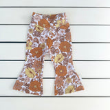 Brown Retro Floral Flares