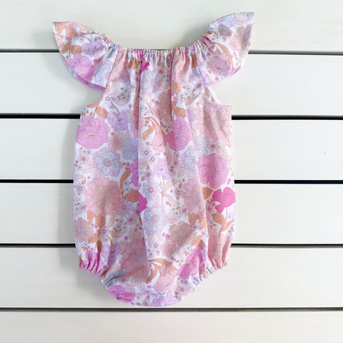 Pretty Pink Floral Flutter Romper