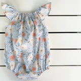 Sweet Blue Floral Flutter Romper