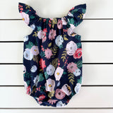 Navy Floral Flutter Romper