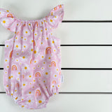 Pink Daisy & Rainbow Flutter Romper