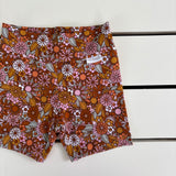 Pink & Bronze Retro Floral Bike Shorts