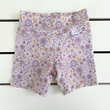 Pastel Lilac & Lemon Floral Bike Shorts