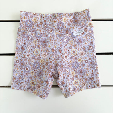 Pastel Lilac & Lemon Floral Bike Shorts