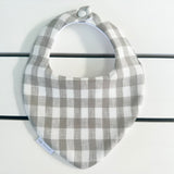 Grey Gingham Dribble Bib