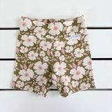 Green Floral Bike Shorts