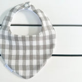 Grey Gingham Dribble Bib