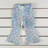 Mint Retro Floral Flares