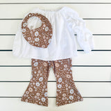 Brown Floral Dribble Bib