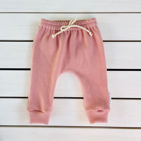 Dusty Pink Ribbed Knit Pants