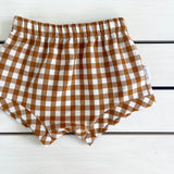 Unisex Toffee Gingham Relaxed Shorties
